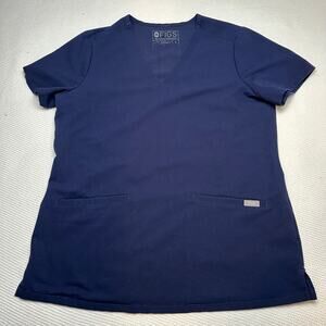 Figs Technical Collection Shirt Scrub Top V Neck navy small